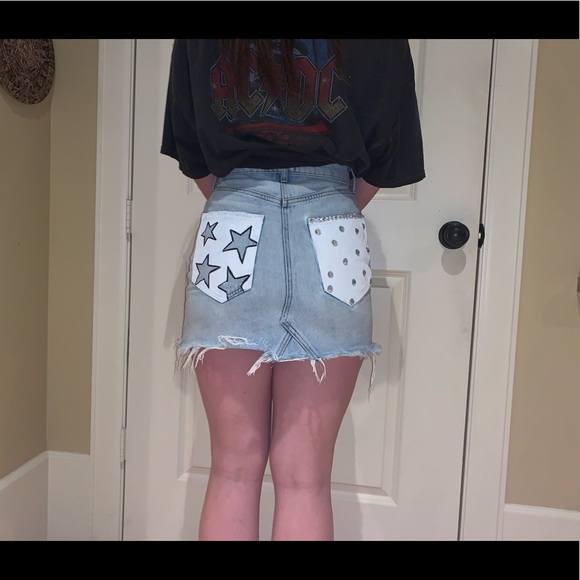 AGOLDE Light Denim Skirt (hand painted)